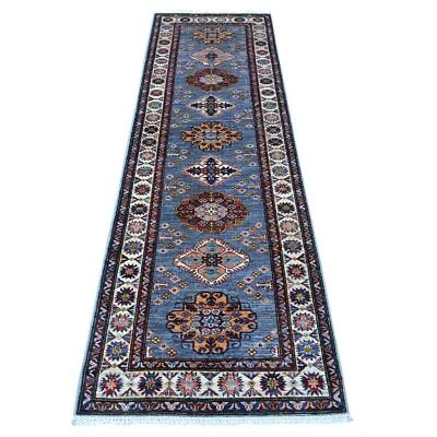 2'7"x8'4" Gray Hand Knotted Super Kazak Runner All Wool Oriental Rug R89305 - Image 1 of 4