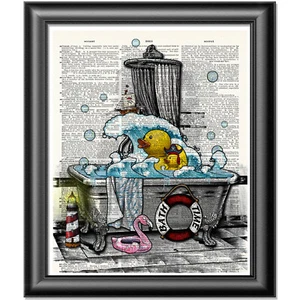 PATO DE GOMA PIRATA, ARTE DE DICCIONARIO, DECORACIÓN DE PARED DE BAÑO, IMPRESIÓN ARTÍSTICA EN DICCIONARIO - Imagen 1 de 3