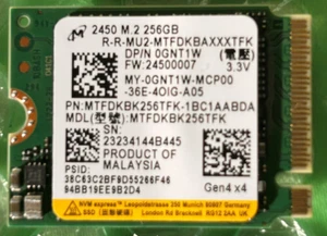 1 - One Micron  SSD Tested 256 GB PCIe Gen4*4 NVMe SSD with Clam Shell - Picture 1 of 2