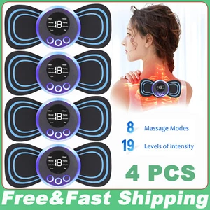 4 Pcs  Portable Mini Electric Neck Back Massager Whole Body Massage Stimulator - Picture 1 of 13