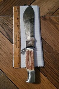 Vintage Japanese Hunting Knife Stag Type Handle Fixed Blade Approx. Length 10"