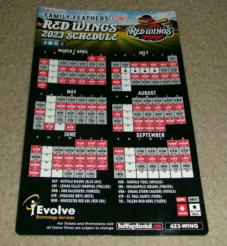Rare NEW 2023 Authentic ROCHESTER RED WINGS Magnet SCHEDULE Nationals 23 Cover