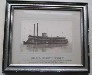 US Navy Gunboat Cricket Framed Civil War Era Photograph - Picture 1 of 4