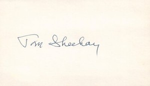 Tom Sheehan 1915 Philadelphia (Dec. 1982) Signed 3x5 Index Card with JSA COA