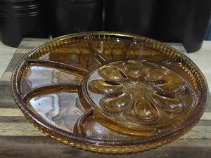 Vintage Amber Indiana Glass Angel Egg & Relish Tray Tiara Tree Of Life - Picture 1 of 4