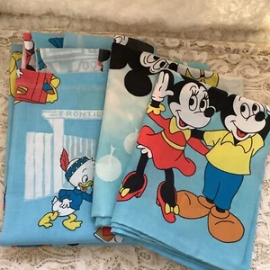 Disney Mickey & friends very thin sheer medieval 1 TWIN flat sheet 2 pillowcases - Picture 1 of 12