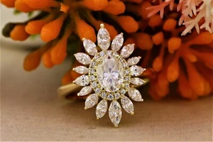 Oval Marquise Cut Classic Cluster Wedding Anniversary Ring for Women S925 Silver - Picture 1 of 8