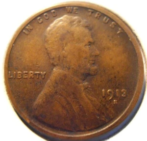 1913 S Tough, SEMI-KEY Date Lincoln Cent, VERY FINE - (13SHP1) - Picture 1 of 5
