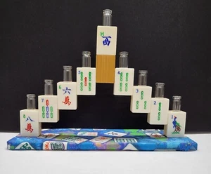 Handcrafted~Hanukkah Menorah w/Mini Bamboo & Bone Bam Mah Jongg Tiles - Picture 1 of 2