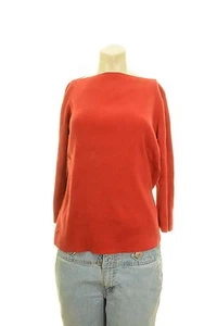 Prenda para mujer Lauren Ralph Lauren de punto acanalada roja manga 3/4 cuello pequeño/md recto - Imagen 1 de 6