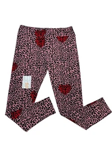 Leggings Tc LuLaRoe Leopardo Estampado Animal en Negro y Rosa CORAZONES Ajuste Raro 12/18 - Imagen 1 de 1