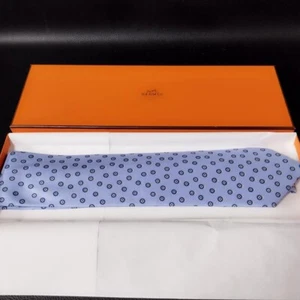 HERMES Polka dots 100% Silk Tie Men Purple Genuine USED - Picture 1 of 7