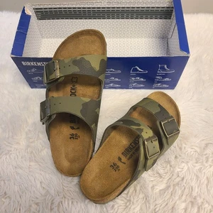 NEW Birkenstock BS Arizona Birko-Flor Desert Soil Camouflage Green Sandals Slide - Picture 1 of 10