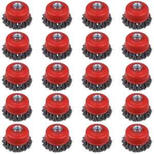 20-Piece Knotted 3 Inch Wire Cup Brush for Angle Grinders - 5/8 Inch Arbor fo... - Foto 1 di 8