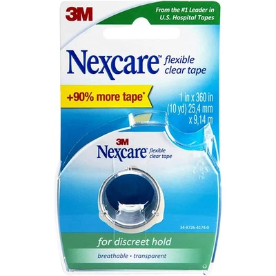 Cinta de primeros auxilios transparente flexible Nexcare: 1 pulgada x 30 pies (claro) + con dispensador Foto 1 de 2