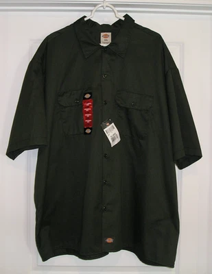 NUEVO CON ETIQUETAS~CAMISA DE TRABAJO DICKIES HOMBRE MANGA CORTA (3XL) VERDE OLIVA ESTILO #1574! Foto 1 de 4