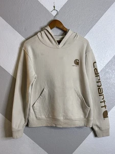 Carhartt TS6581 Boys Spellout Graphic Hoodie Sweatshirt Cream Large (14-16) - Picture 1 of 11