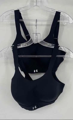 Under Armour Womens Black Fitted Activewear Sports Bra Size 34DD Lot Of 2 - Image 1 of 4