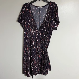 Abito donna JustFab manica corta stampa floreale paisley avvolgente taglia 2XL blu navy e rosso - Foto 1 di 10