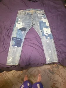 polo ralph lauren uomo patchwork jeans invecchiato, giapponese, 42x30 - Foto 1 di 24