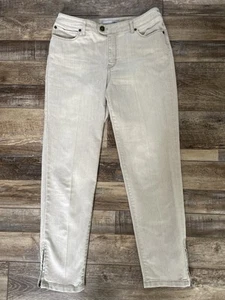 Jeans donna Chico’s beige zip caviglia slim taglia 0,5 (28"L x 27"L) denim elasticizzato - Foto 1 di 8