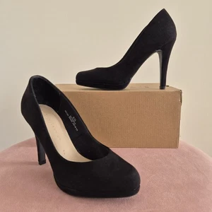 Women's M&S Collection Stiletto Platform Court Shoes Black Faux Suede Size UK3.5 - Picture 1 of 22
