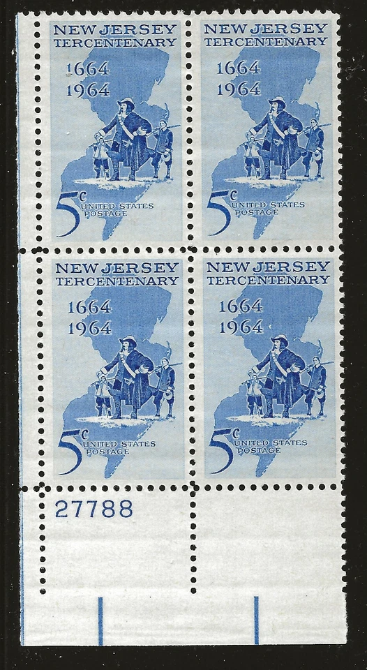 US Scott #1247, Plate Block #27788 1964 New Jersey 5c FVF MNH Lower Left - Image 1 of 1