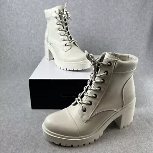 Y2K 90s Nine West Boots Chucky Platform Heels Ankle Faux Leather Womens 9.5 - Picture 1 of 9