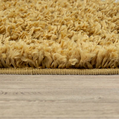 Tapis Shaggy Jaune Salon Poils Longs Motif Losanges Look Scandinave Doux Robuste - Photo 1/4