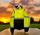 Class 3, Type R, Insulated Safety Bomber Reflective Jacket, Hooded, Size 3XL,