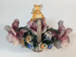 Large Vintage Capodimonte Porcelain Flower Basket, Minor Chips And Repair, Rare - Picture 1 of 18