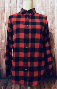 Women’s Medium Blouse Honey Punch Plaid Flannel Naughty Long Sleeves 100% Cotton - Foto 1 di 11