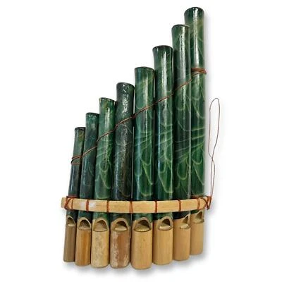 PERUVIAN PANPIPES FEATURING LEAF PATTERN 20cm x 12cm - Image 1 of 4