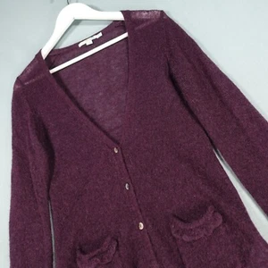 Boden Cardigan Womens Size UK 12 Purple Mohair Wool Blend Knit V Neck Sweater - Picture 1 of 14