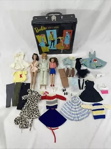Vintage 1960s Mattel Barbie/Midge/Skipper Doll Lot, Storage Case & Clothes - Picture 1 of 24
