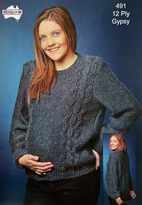 Ladies 12 Ply Knitted Jumper Sweater - Heirloom Knitting Pattern 491 - Picture 1 of 3