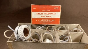 10 enchufes de luz de techo de porcelana de montaje en superficie vintage Paulding de 2 piezas - Imagen 1 de 11