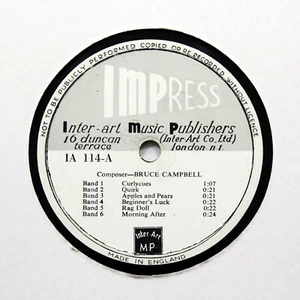 BRUCE CAMPBELL "Curlycues / Quirk / Apples & Pears" (E+) IMPRESS IA-114 [78 RPM] - Imagen 1 de 2