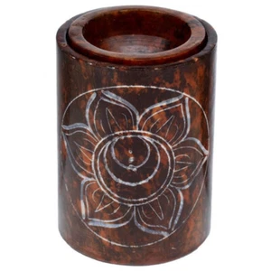 Orangefarbene Speckstein DUFTLAMPE Chakra-Symbol Sakralchakra + 1 Duftöl gratis - Bild 1 von 3