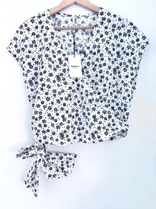 Blusa Pepe Jeans Mujer 71% Algodón Azul Floral Blanco Vacaciones Fina Talla S R835 - Imagen 1 de 23