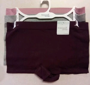 3 Tranquil & True Womens Boyshorts Ribbed Seamless Solid Underwear 2XL Assorted - Picture 1 of 4