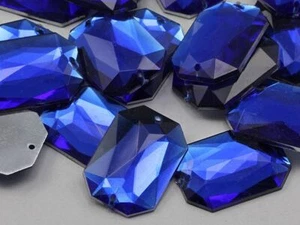 14x10mm Blue Sapphire CH09 Octagon Flat Back Sew On Gems For Craft 72 PCS - Picture 1 of 2