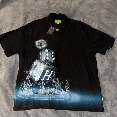 Nueva Camisa HUF Cuello Lazo Para Hombre XL NUEVA CON ETIQUETAS Dados Salpicaduras en Agua Gráfico Foto 1 de 4