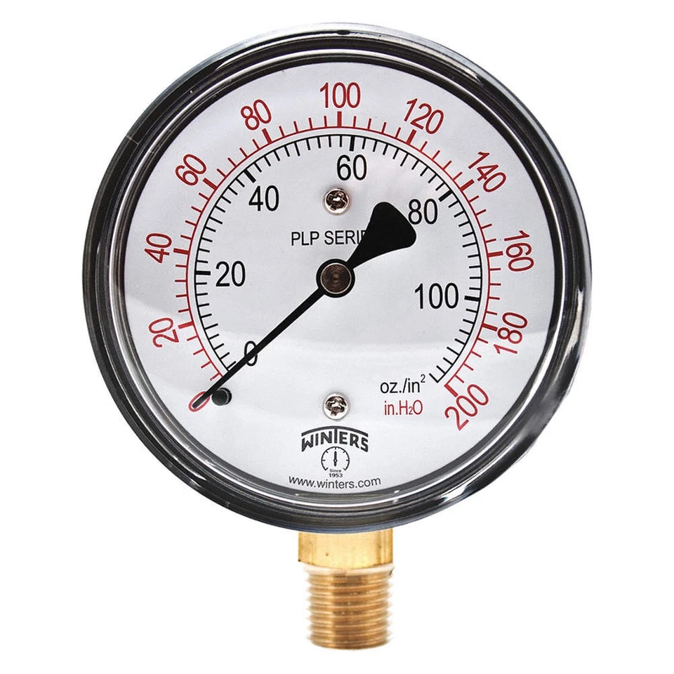 WINTERS PLP303 Pressure Gauge,2-1/2" Dial Size,Black 491C69 - Image 1 of 1