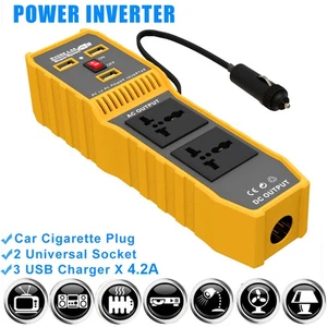 400W 12V to 220V Car Inverter with 3 USB Ports & 2 AC Sockets - Picture 1 of 6