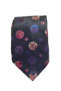 Guy Laroche Mens Silk Geometric Print Wrapped Classic Tie Black Size One Size - Picture 1 of 7