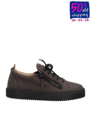 RRP€660 GIUSEPPE ZANOTTI Leather Sneakers US6 UK3 EU36 Brown Logo Made in Italy - Image 1 of 4