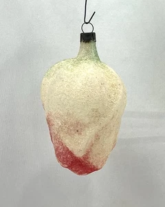 Antik Vintage Unversilbert Glas Rose Blume Knospe Weihnachtsschmuck Germany Glimmer - Bild 1 von 9