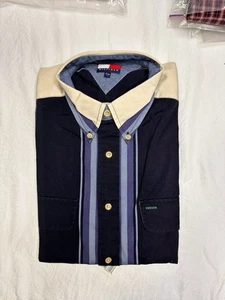 Tommy Hilfiger Men's Vintage 90s Button Down Heavy Striped Shirt Size Medium - Picture 1 of 1