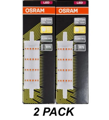 2 x 13W LED Linear Floodlight Globes Bulbs 118mm R7s Warm White 2700K 1521Lm - Image 1 of 4